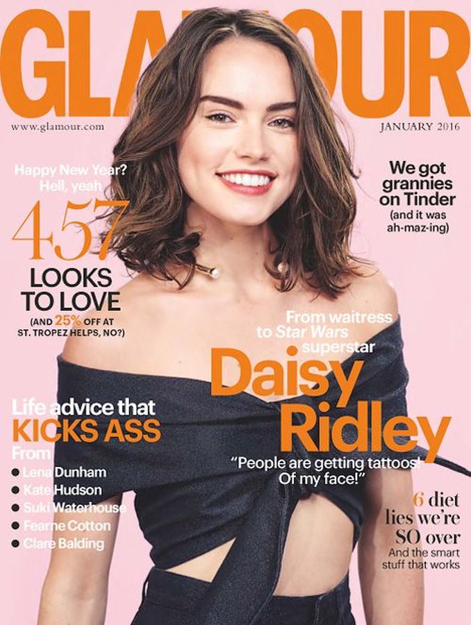GLAMOUR UK magazine side cover  January 2016