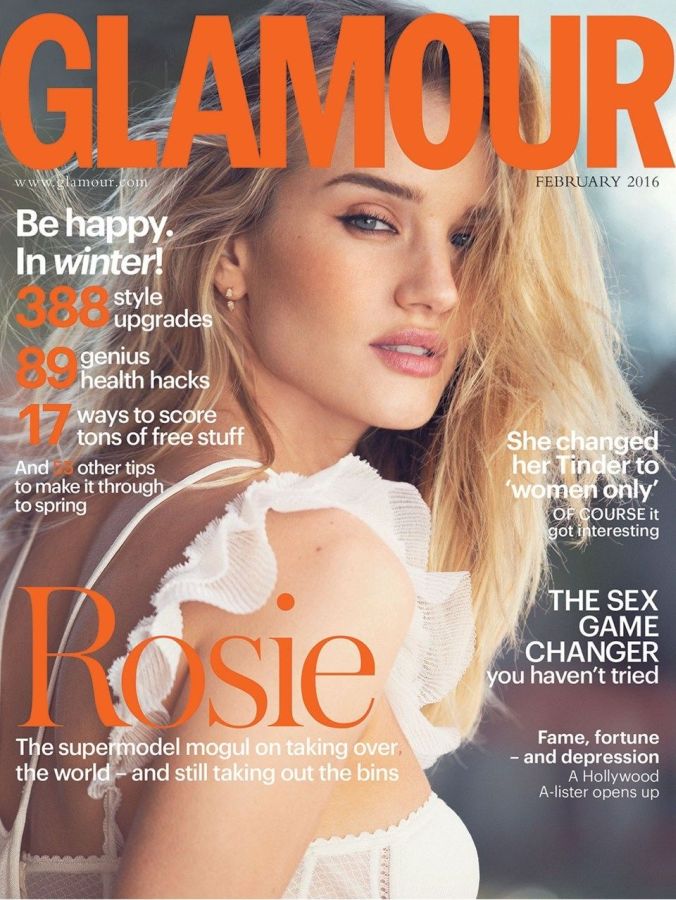 GLAMOUR UK magazine side cover  February 2016
