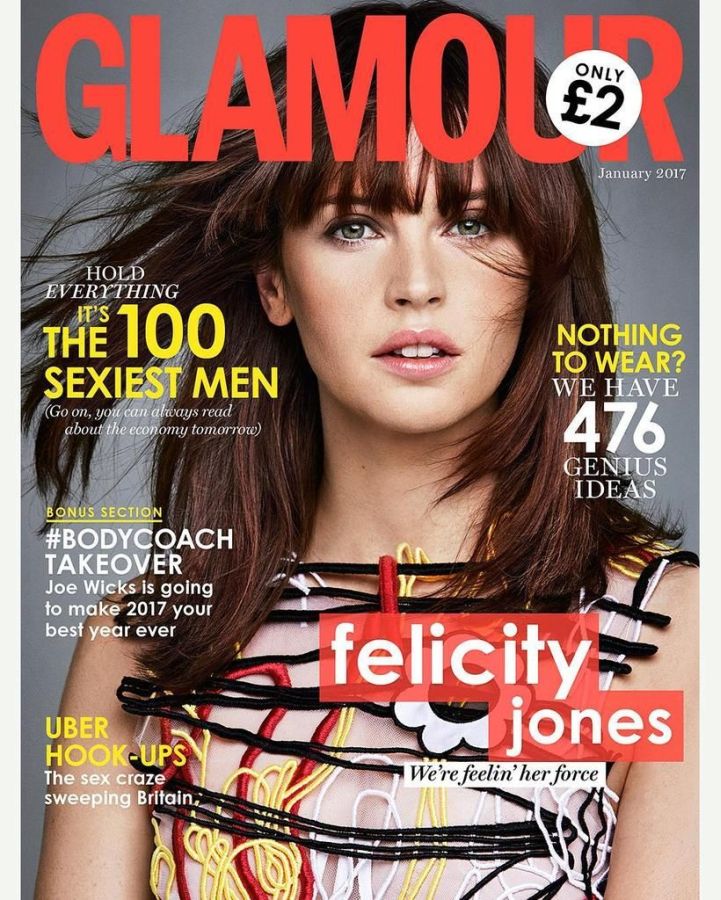GLAMOUR UK magazine side cover  January 2017