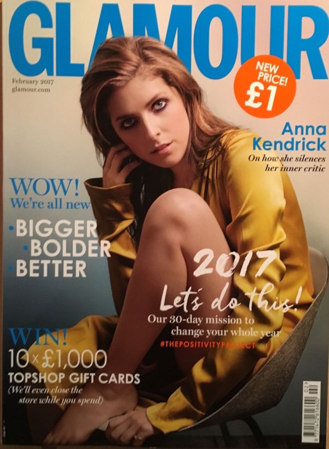 GLAMOUR UK magazine side cover  February 2017