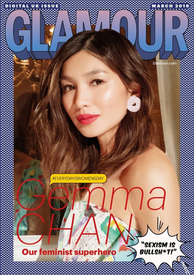 GLAMOUR UK magazine side cover  March 2019