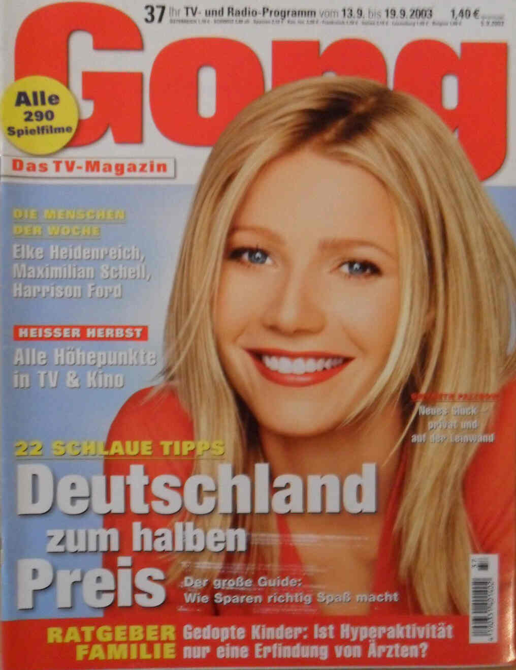 GONG magazine side cover Issue 37 13 September 2003