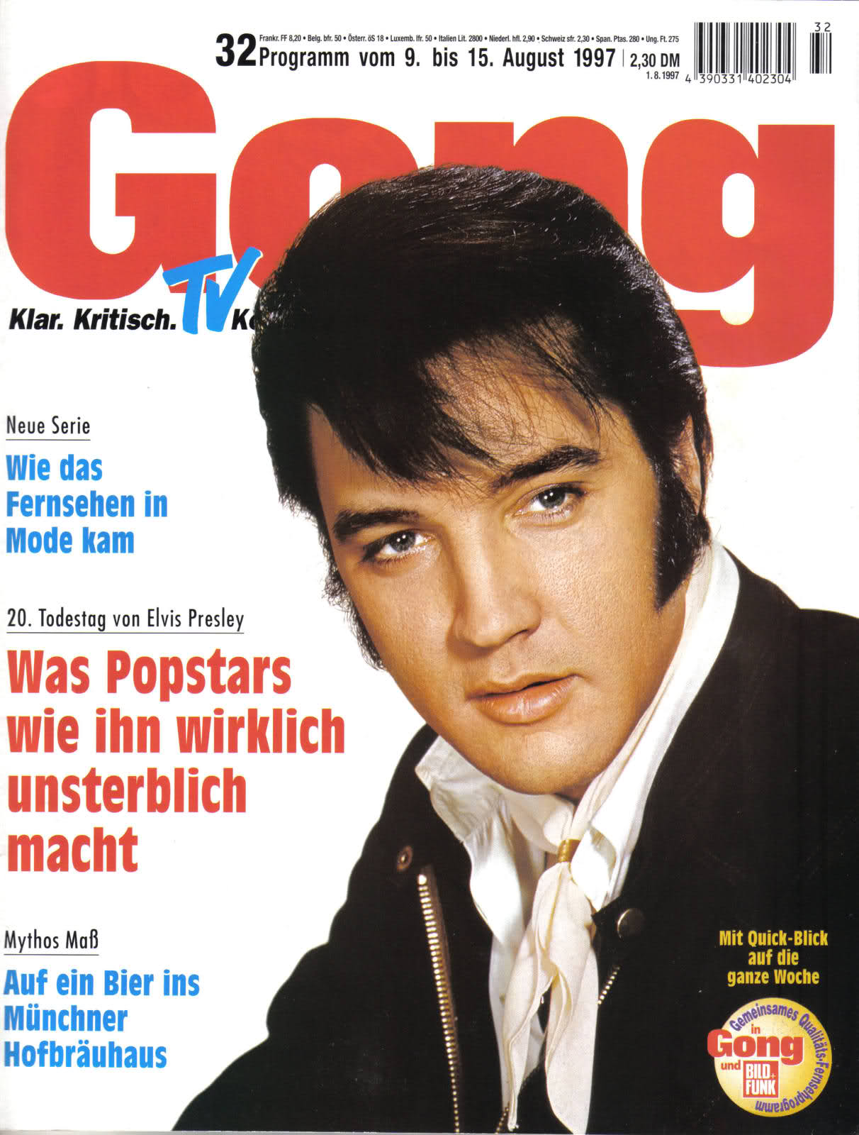 GONG magazine side cover Issue 32 9 August 1997