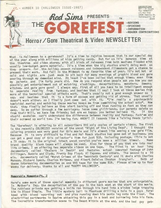 GOREFEST | THE magazine side cover Issue 10  1987