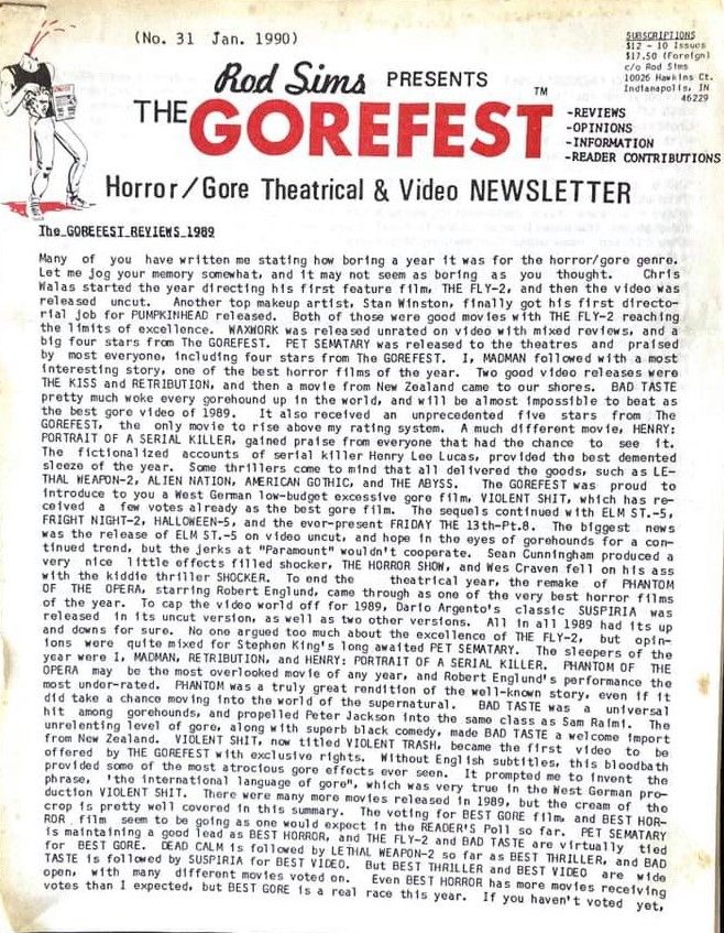GOREFEST | THE magazine side cover Issue 31  January 1990