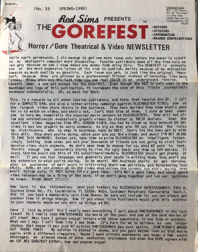 GOREFEST | THE magazine side cover Issue 33 Spring 1990