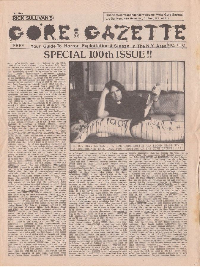 GORE GAZETTE magazine side cover Issue 100  