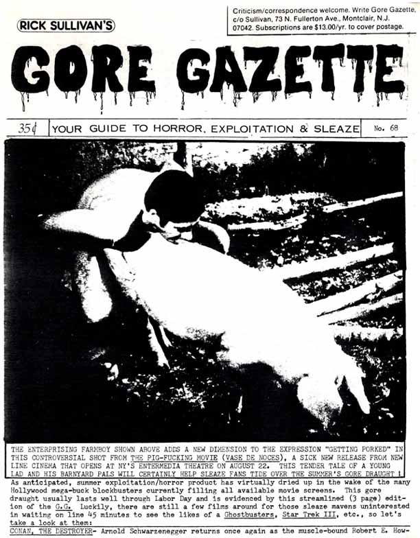 GORE GAZETTE magazine side cover Issue 68  1984