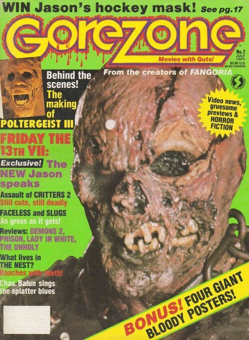 GOREZONE magazine side cover Issue 2 July 1988