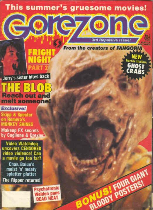 GOREZONE magazine side cover Issue 3 September 1988