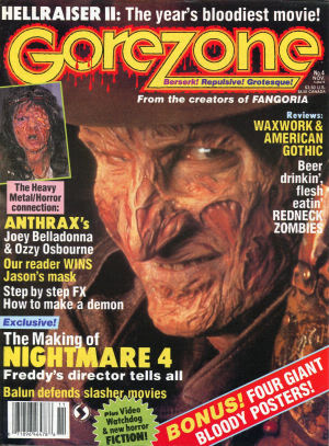 GOREZONE magazine side cover Issue 4 November 1988