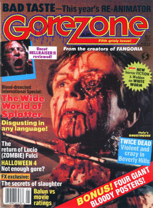 GOREZONE magazine side cover Issue 5 January 1989