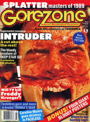 GOREZONE magazine side cover Issue 6 March 1989