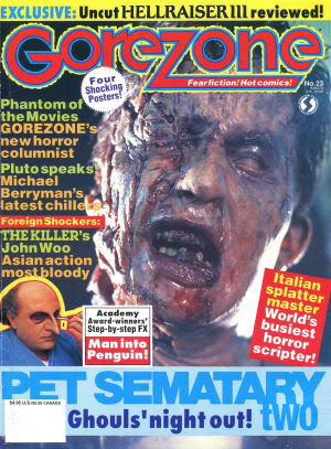 GOREZONE magazine side cover Issue 23 Fall 1992