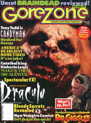 GOREZONE magazine side cover Issue 25 Spring 1993