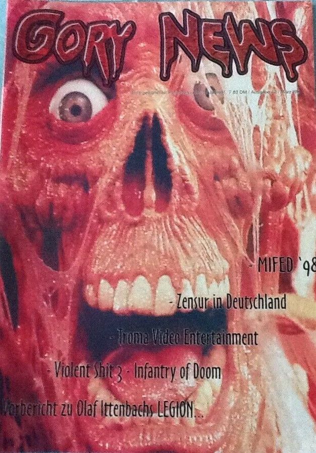 GORY NEWS magazine side cover Issue 12 March 1999