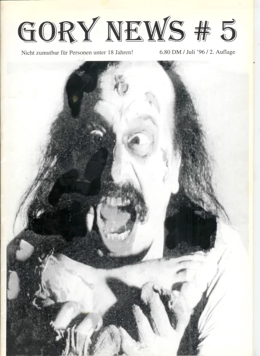 GORY NEWS magazine side cover Issue 5 July 1996