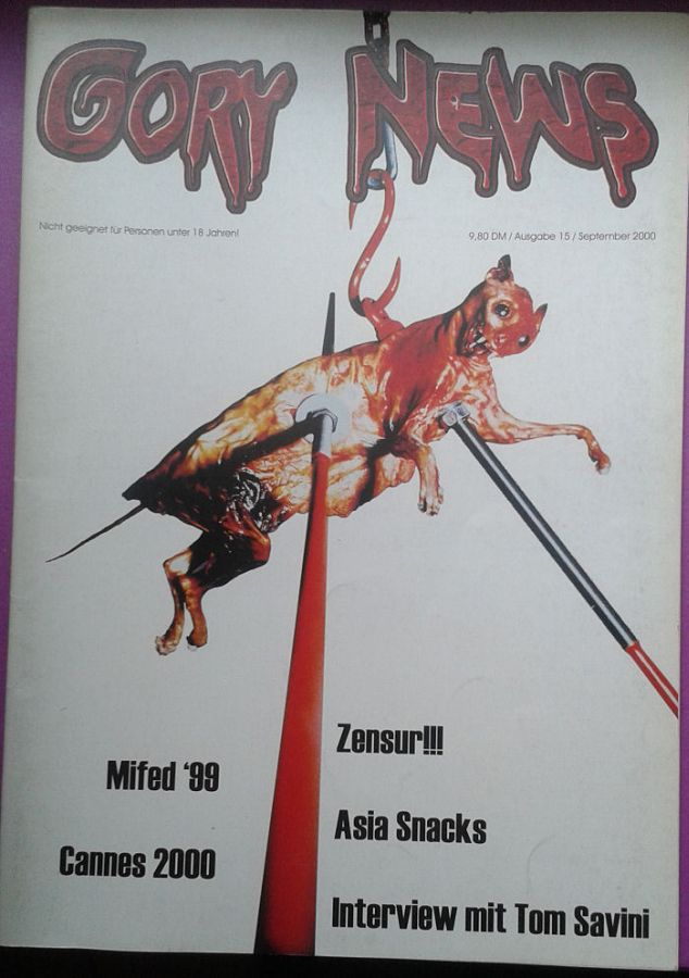 GORY NEWS magazine side cover Issue 15  September 2000