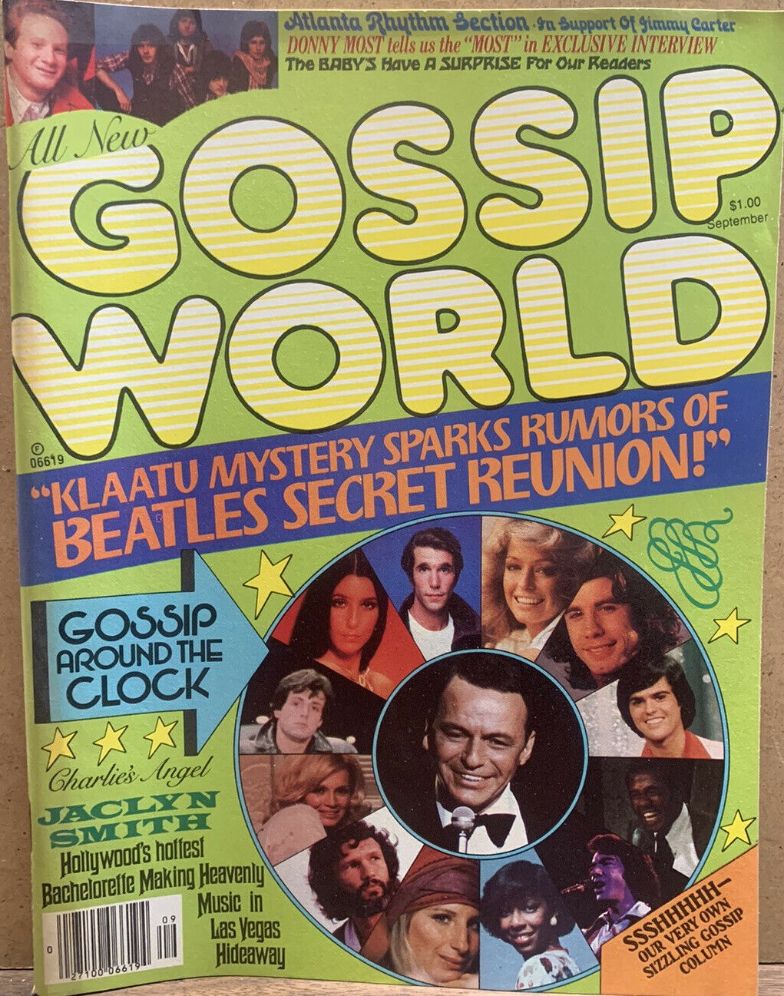 RONA JANUARYS GOSSIP WORLD magazine side cover  Vol 1 No 6  September 1977