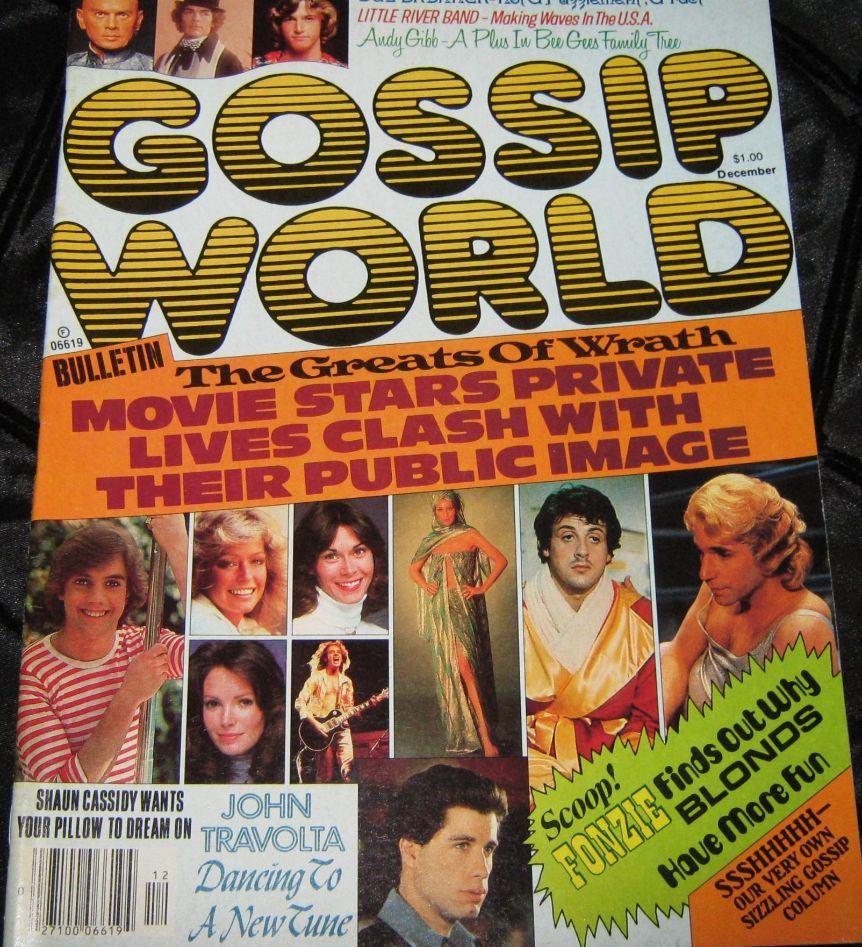 RONA JANUARYS GOSSIP WORLD magazine side cover Issue 9  Vol 1 No 9  December 1977