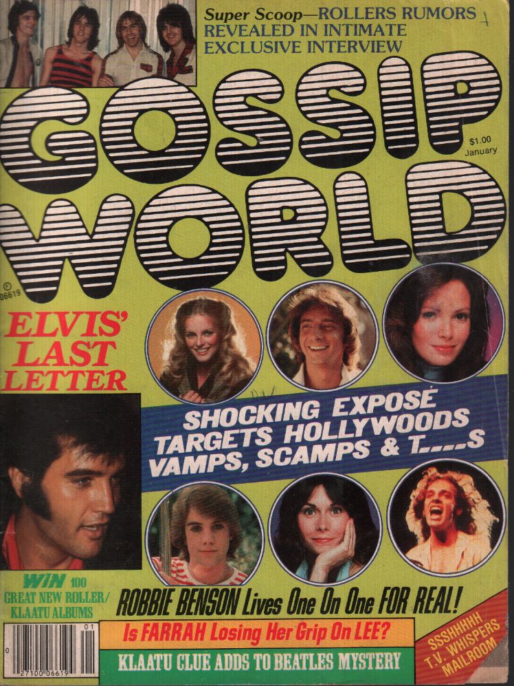 RONA JANUARYS GOSSIP WORLD magazine side cover  January 1978