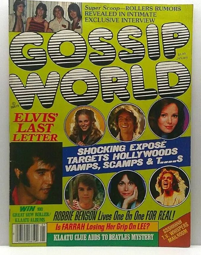GOSSIP WORLD magazine side cover  January 1978