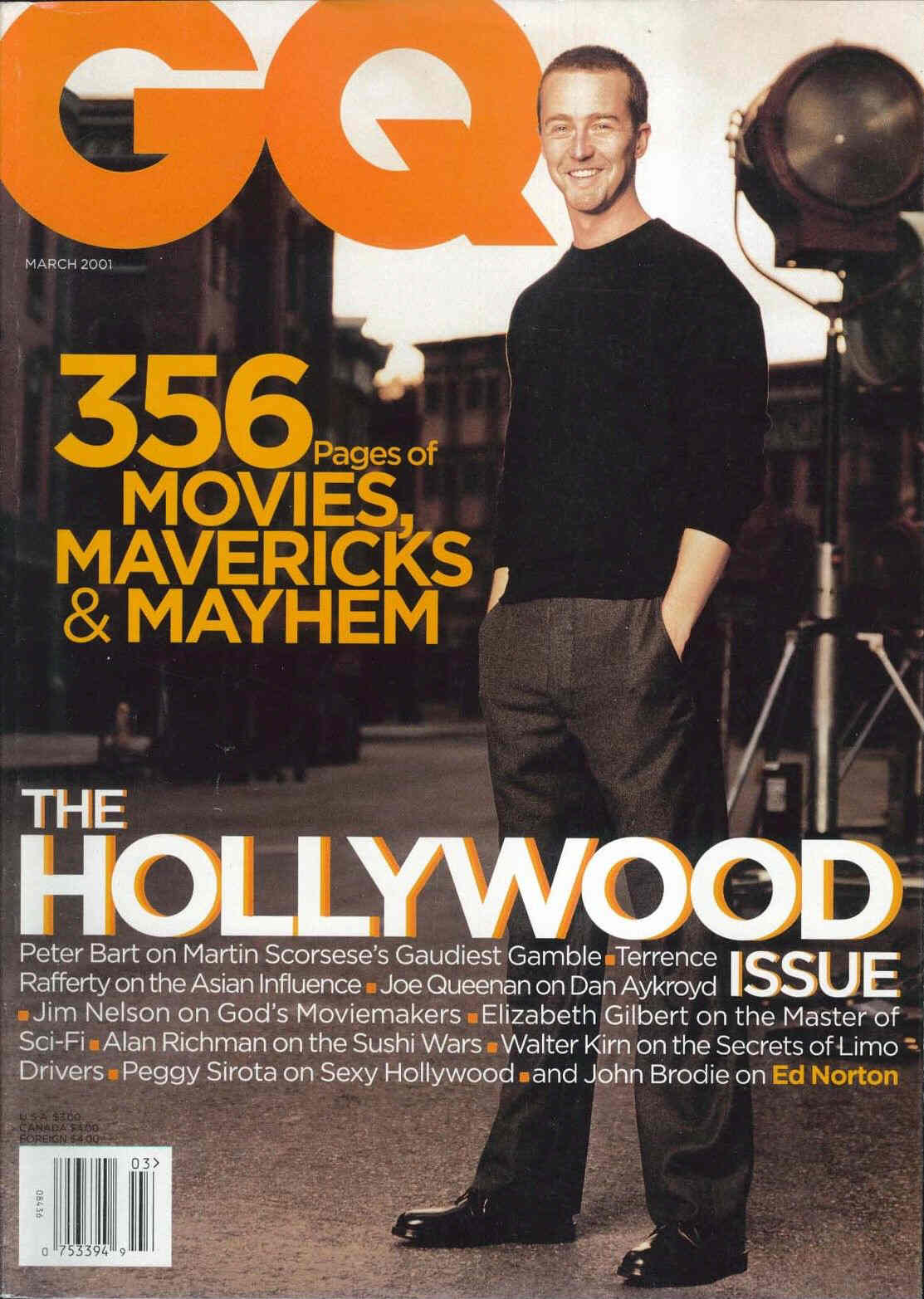GENTLEMENS QUARTERLY magazine side cover March 2001