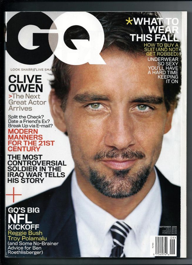 GENTLEMENS QUARTERLY magazine side cover September 2006