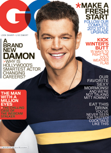 GENTLEMENS QUARTERLY magazine side cover January 2012