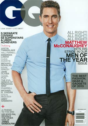 GENTLEMENS QUARTERLY magazine side cover December 2013