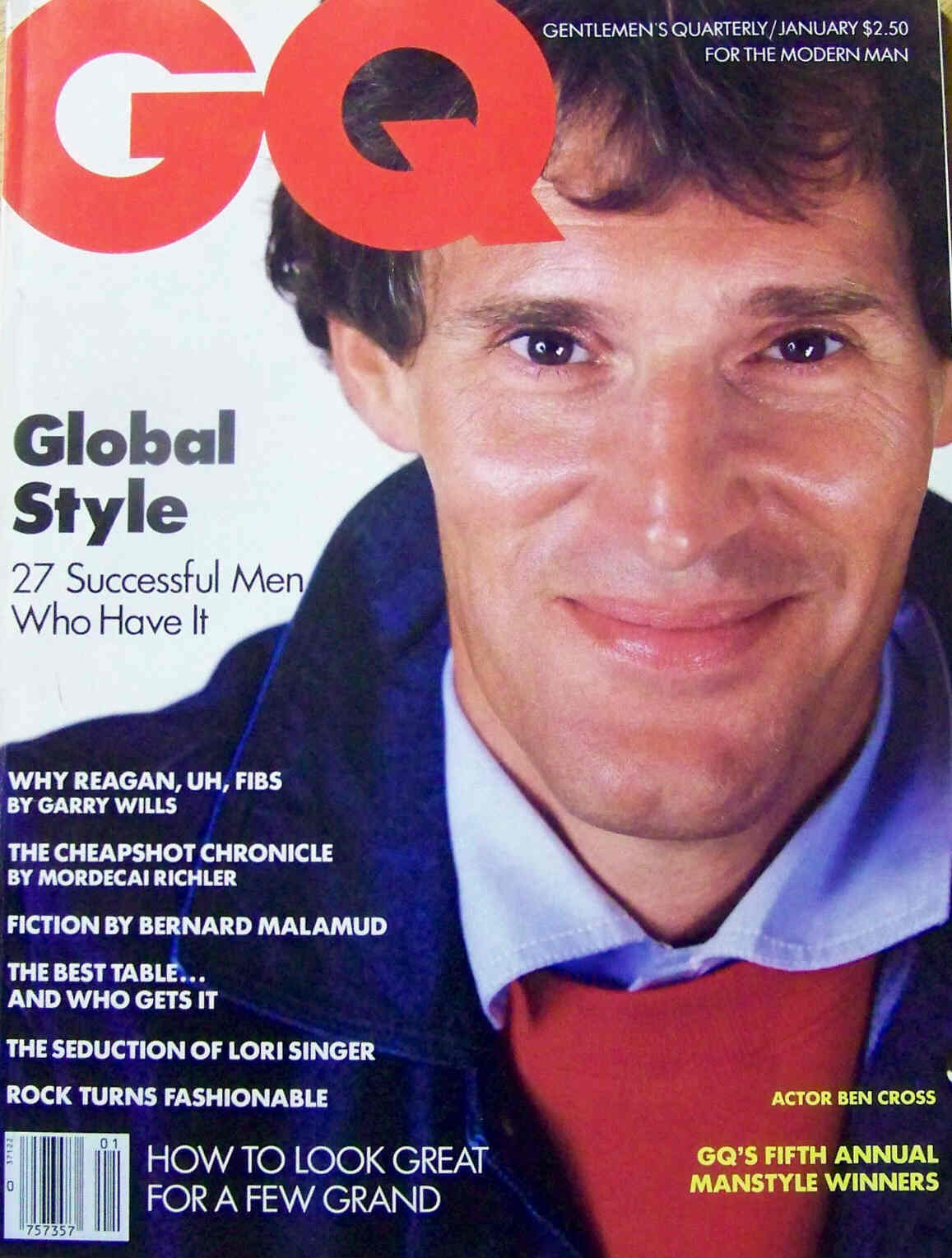GENTLEMENS QUARTERLY magazine side cover January 1985