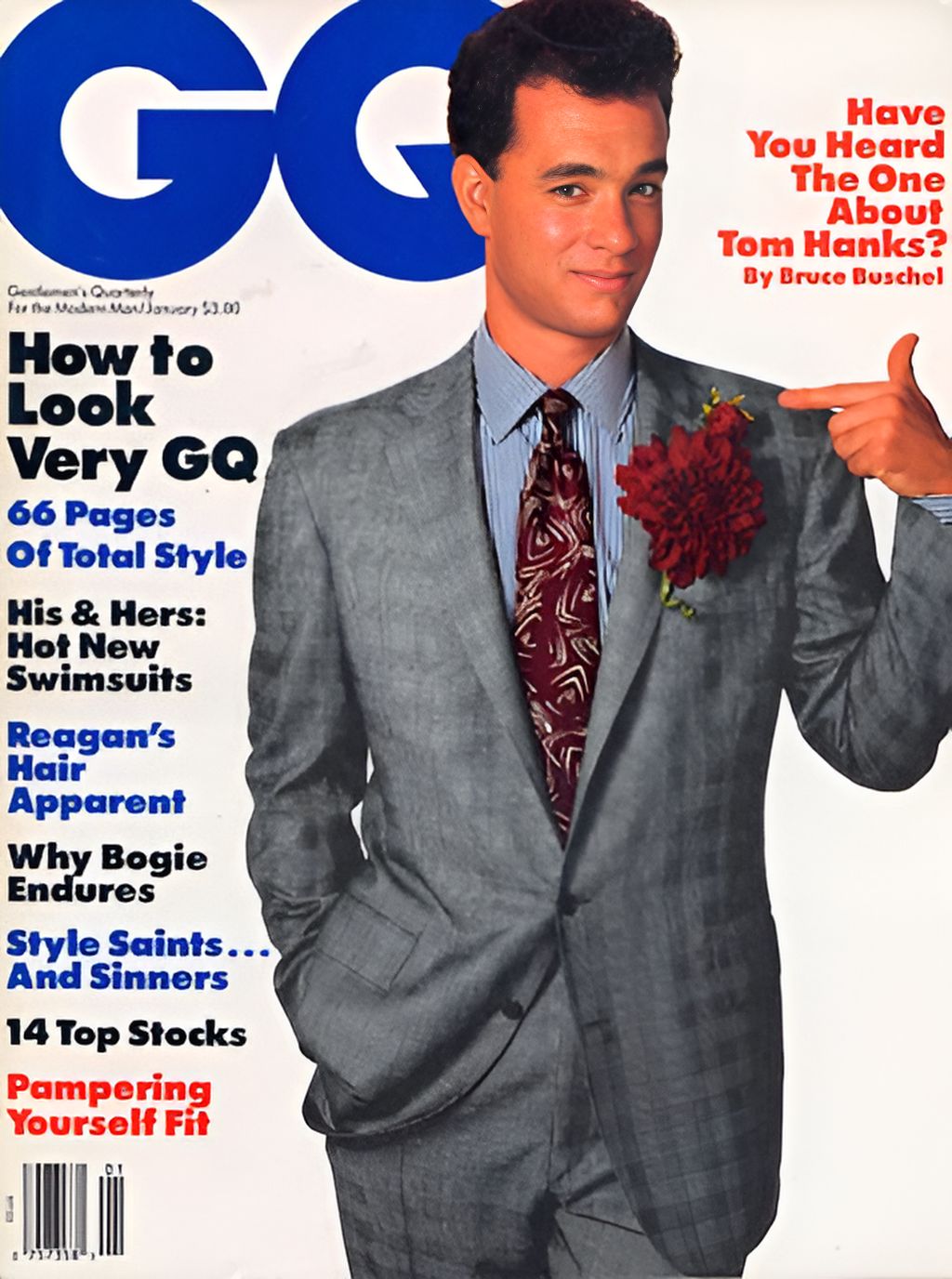 GENTLEMENS QUARTERLY magazine side cover January 1988