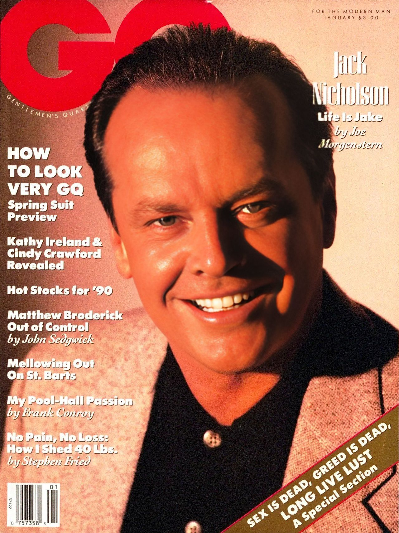 GENTLEMENS QUARTERLY magazine side cover January 1990