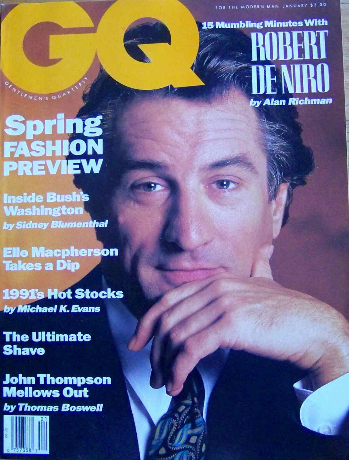 GENTLEMENS QUARTERLY magazine side cover January 1991