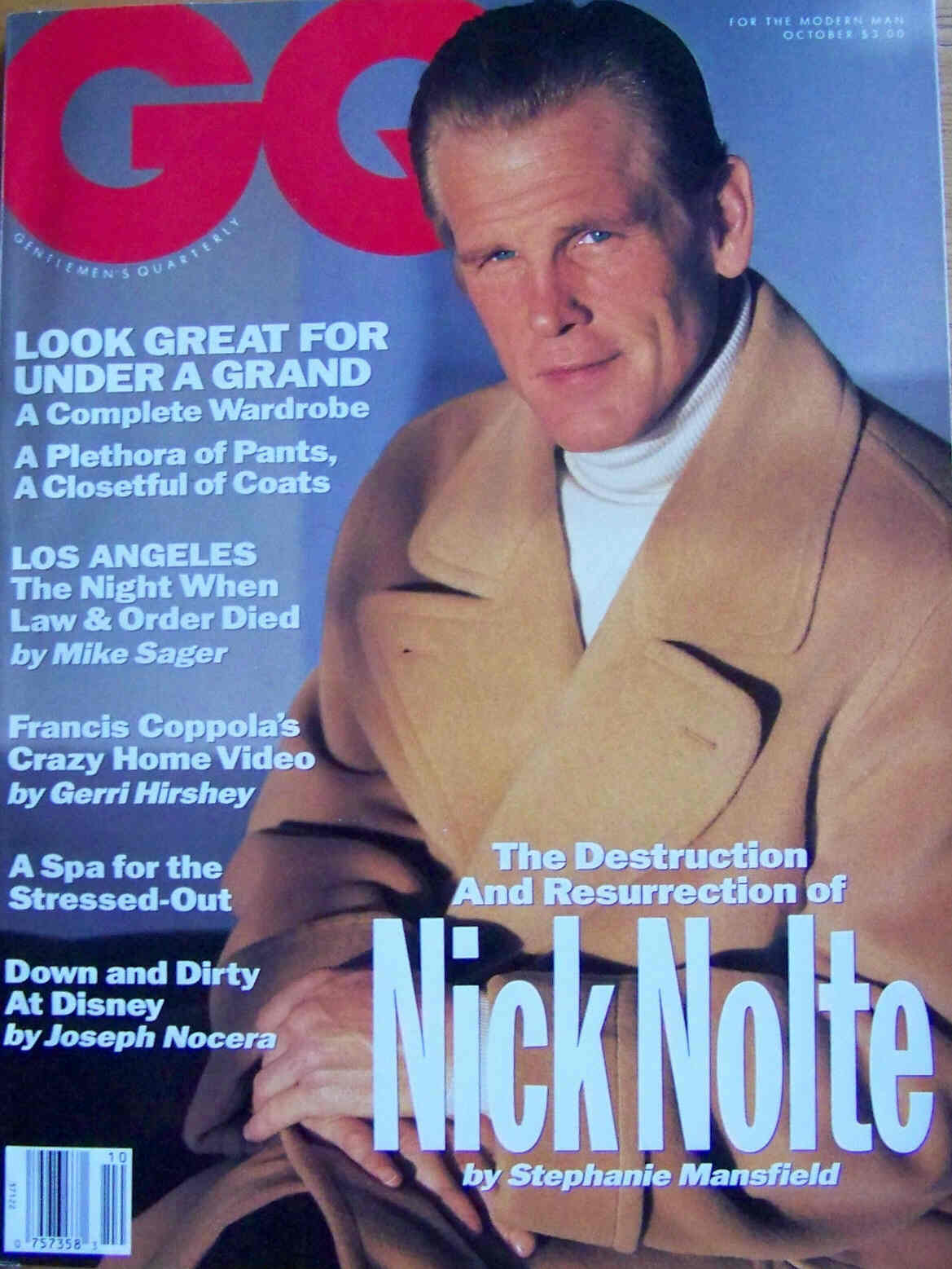 GENTLEMENS QUARTERLY magazine side cover October 1991