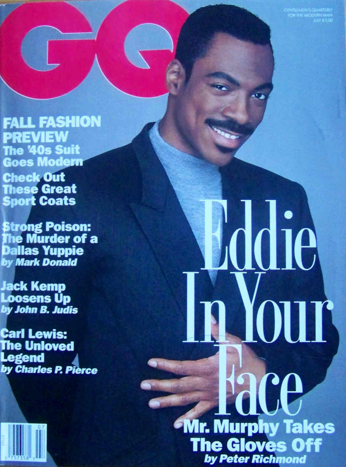 GENTLEMENS QUARTERLY magazine side cover July 1992