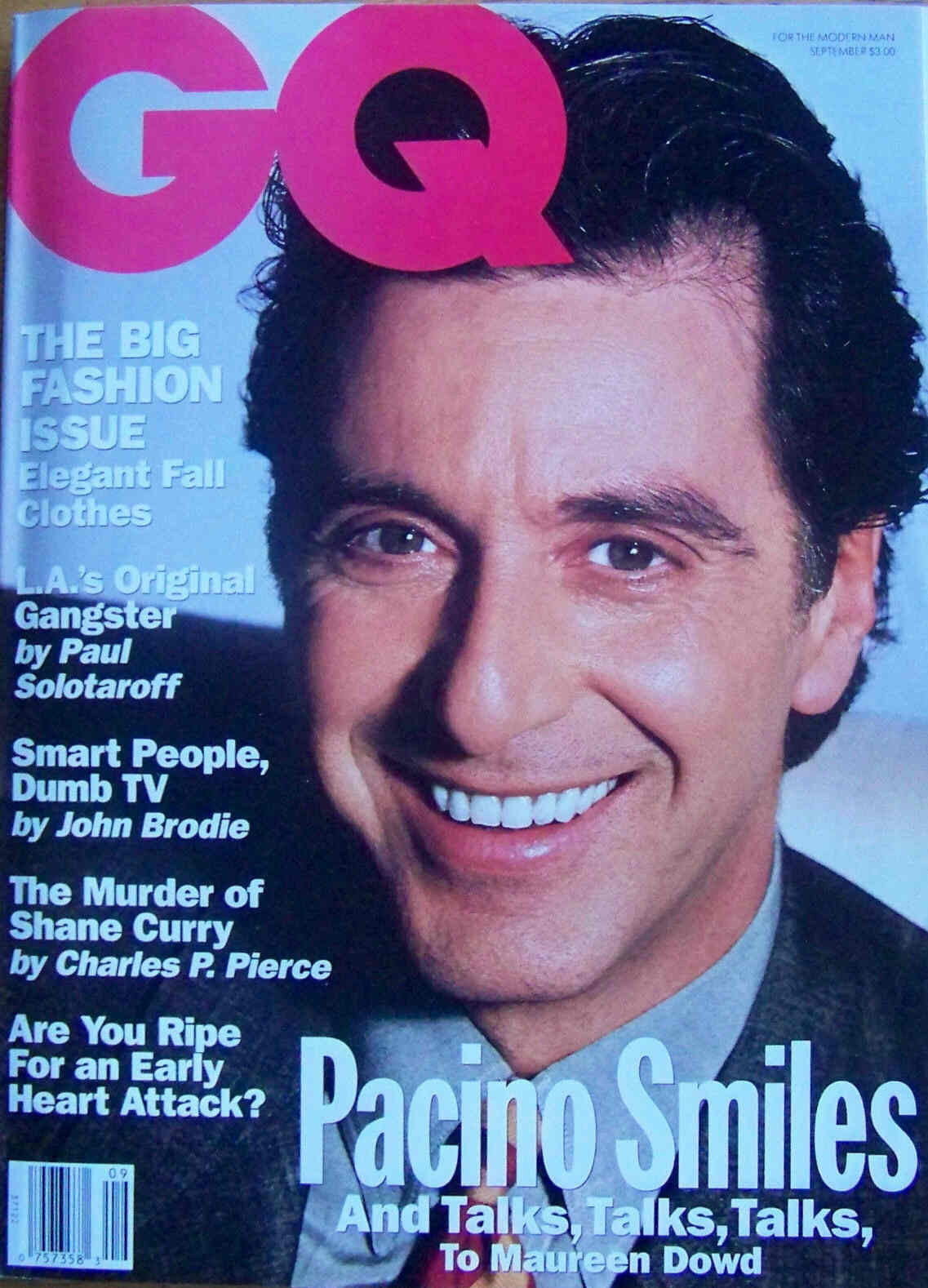 GENTLEMENS QUARTERLY magazine side cover September 1992