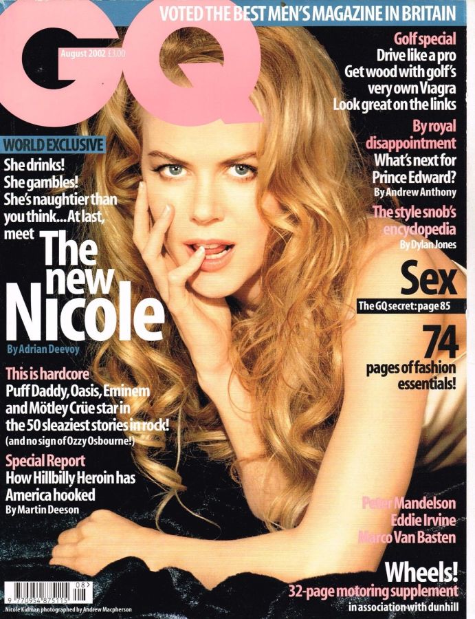 GENTLEMENS QUARTERLY (UK) magazine side cover  August 2002