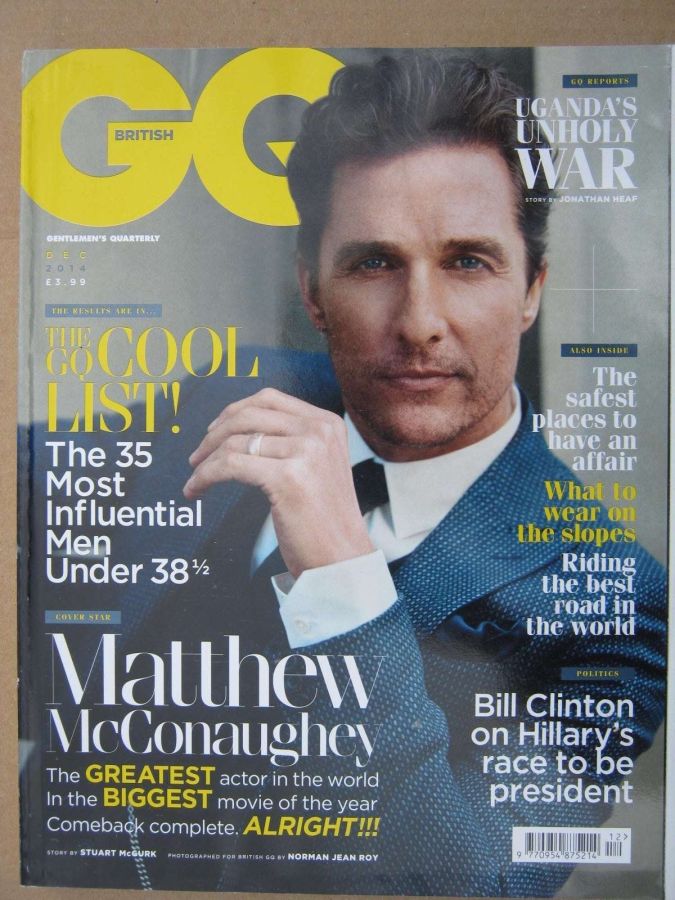 GENTLEMENS QUARTERLY (UK) magazine side cover  December 2014