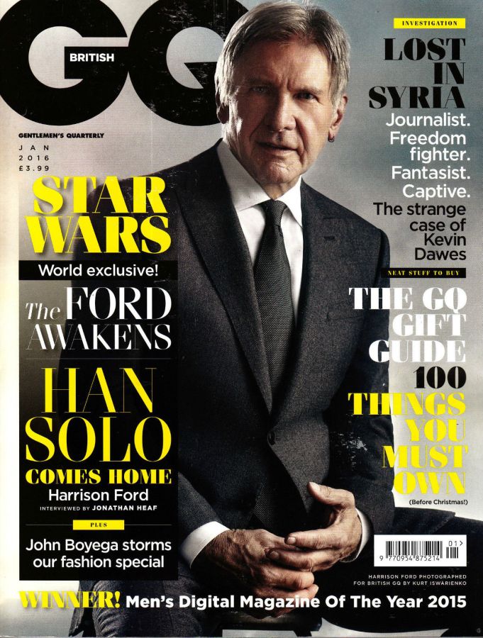 GENTLEMENS QUARTERLY magazine side cover  January 2016