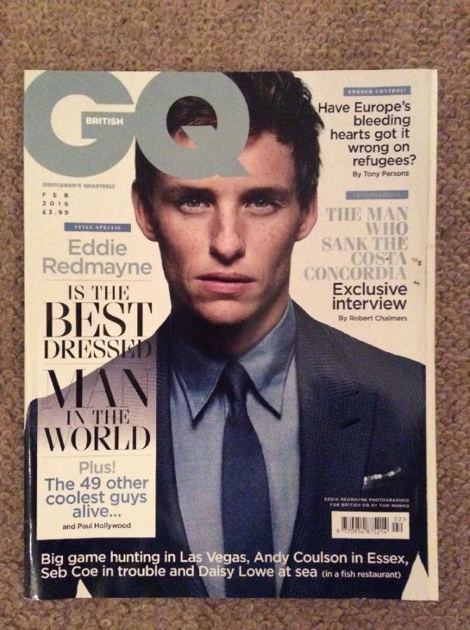 GENTLEMENS QUARTERLY magazine side cover  February 2016