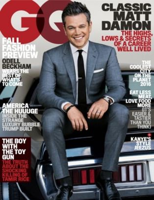 GENTLEMENS QUARTERLY magazine side cover  August 2016