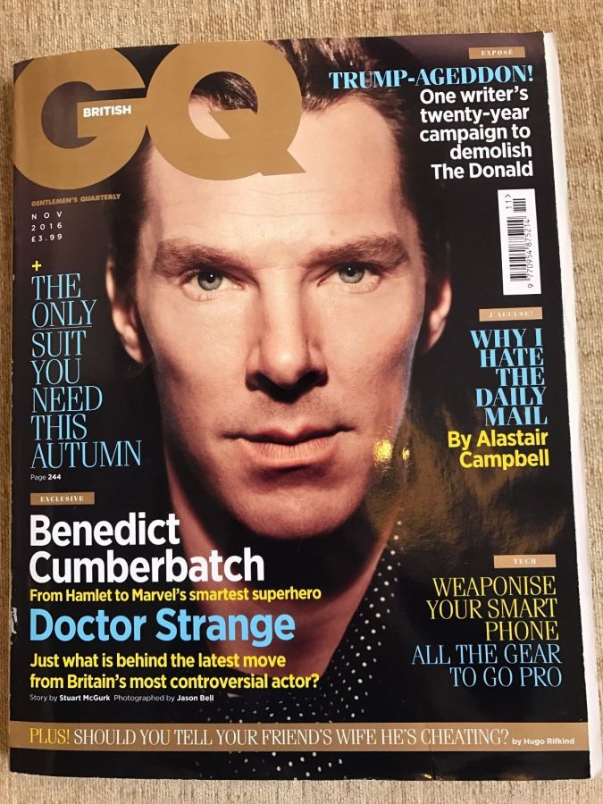 GENTLEMENS QUARTERLY magazine side cover  November 2016