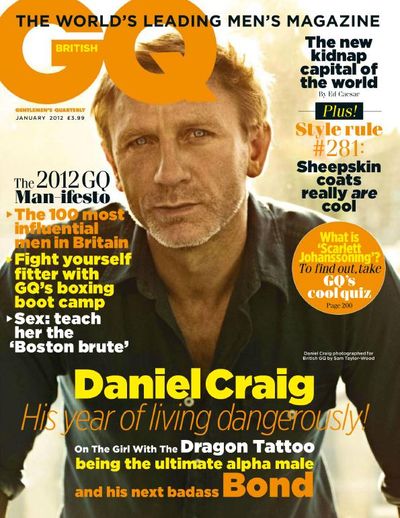 GENTLEMENS QUARTERLY (UK) magazine side cover January 2012