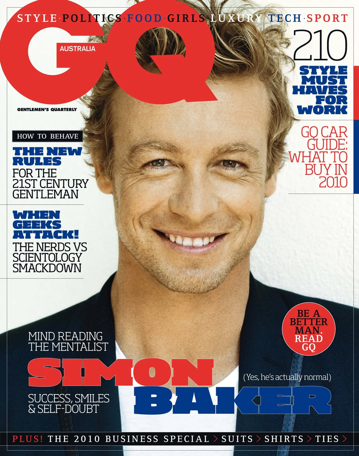 GENTLEMENS QUARTERLY AUSTRALIA magazine side cover  March/April 2010