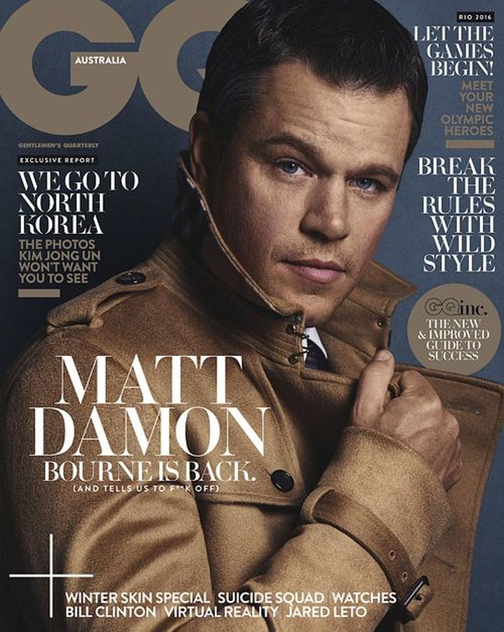 GENTLEMENS QUARTERLY AUSTRALIA magazine side cover  August 2016