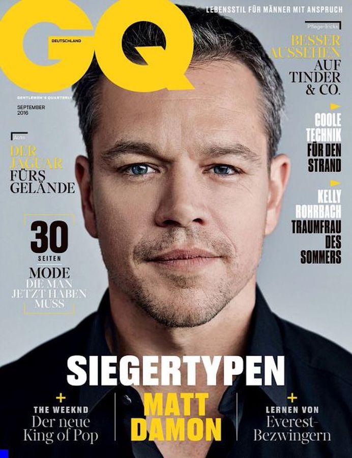 GENTLEMENS QUARTERLY GERMANY magazine side cover  September 2016
