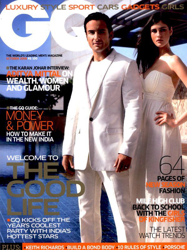 GENTLEMENS QUARTERLY INDIA magazine side cover  October 2008