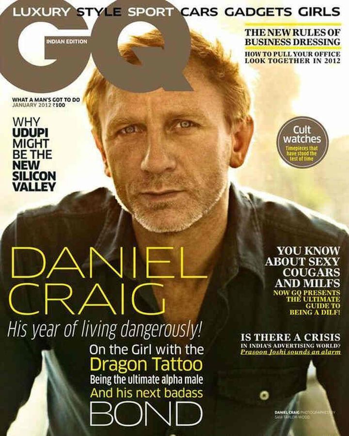 GENTLEMENS QUARTERLY INDIA magazine side cover  January 2012