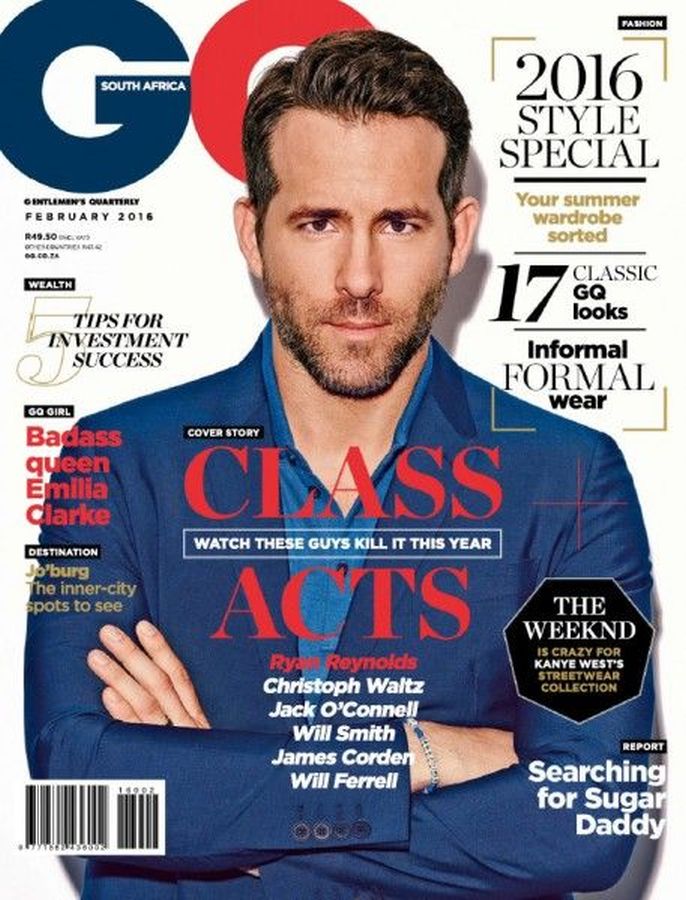 GENTLEMENS QUARTERLY SOUTH AFRICA magazine side cover  February 2016